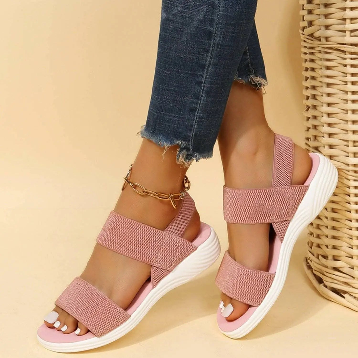 Comfortable low heel rubber sandals - Love Salve